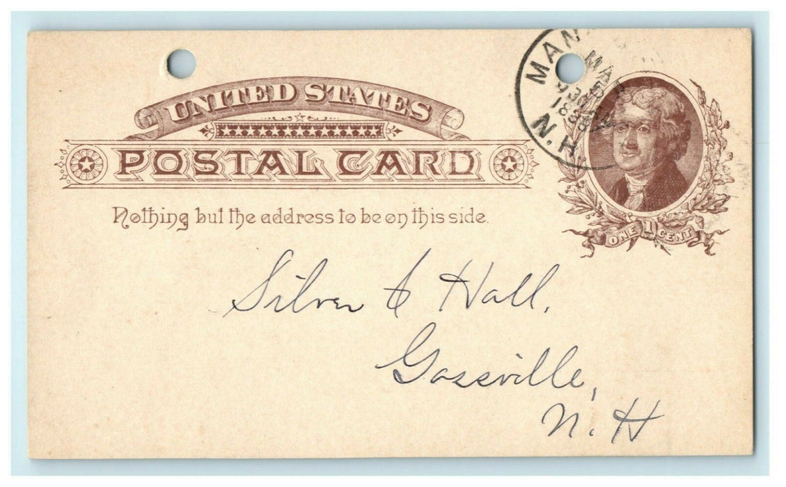 1888 Kondall Ladd Manchester New Hampshire Receipt Gossville Antique Postcard