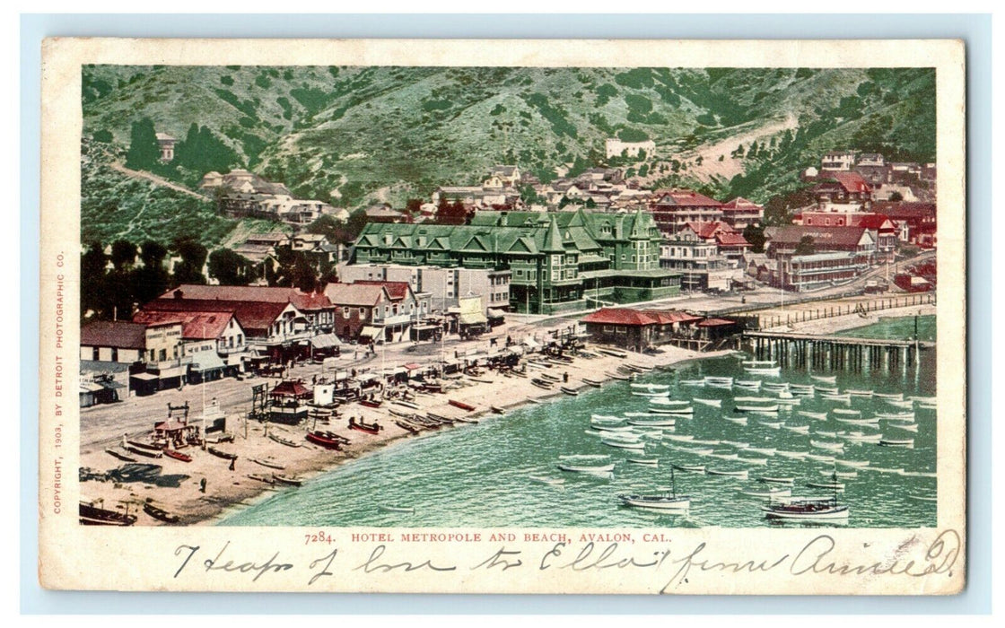 1904 Hotel Metropole and Beach Catalina Island California CA Antique Postcard