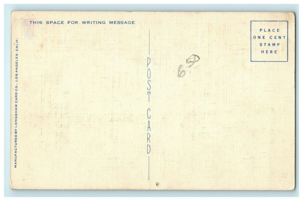 c1940's Large Letter Skyline Long Beach California CA Antique Postcard