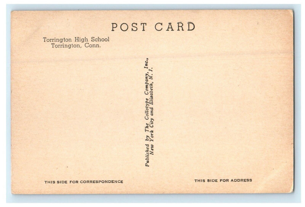 Torrington Connecticut CT, High School Building Street View Unposted Postcard