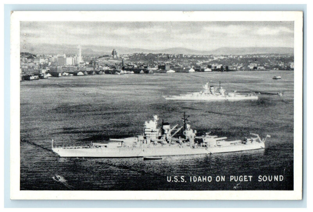 1947 U.S.S Battleship Idaho Puget Sound Anchor Seattle Washington WA Postcard