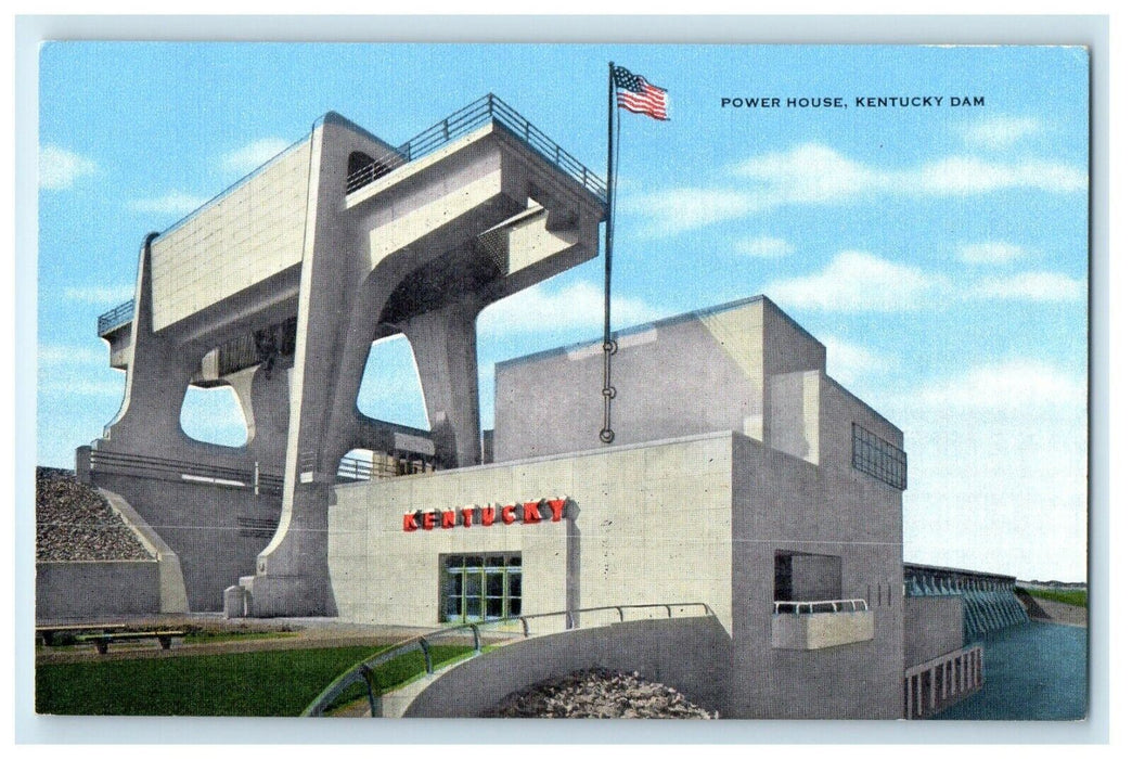c1940's Crain And Power House Kentucky Dam Gilbertsville KY Vintage Postcard