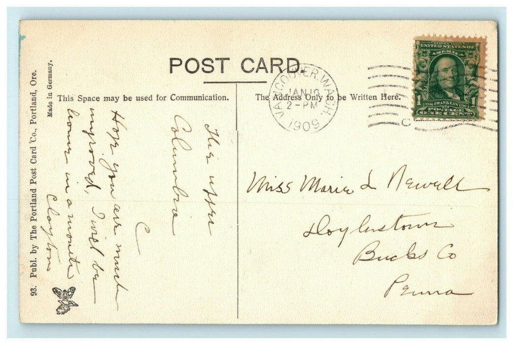 1909 Middle Columbia River Table Mountain Vancouver Washington Antique Postcard