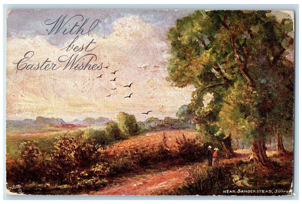 c1910 With Best Easter Wishes Near Sanderstead Oilette Art Tuck Postcard