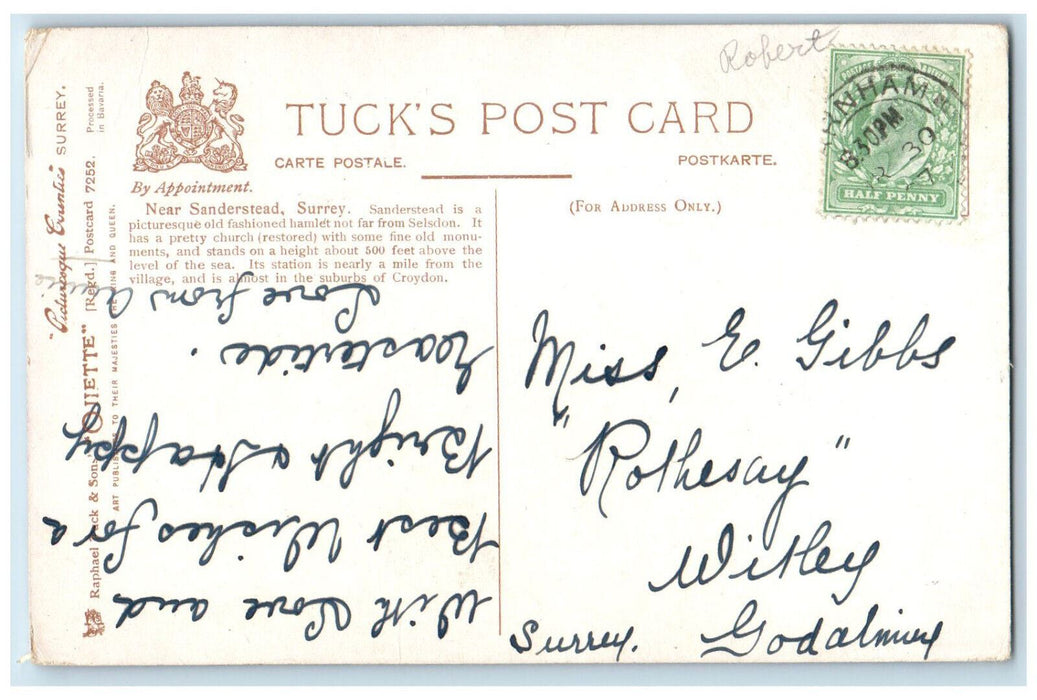 c1910 With Best Easter Wishes Near Sanderstead Oilette Art Tuck Postcard