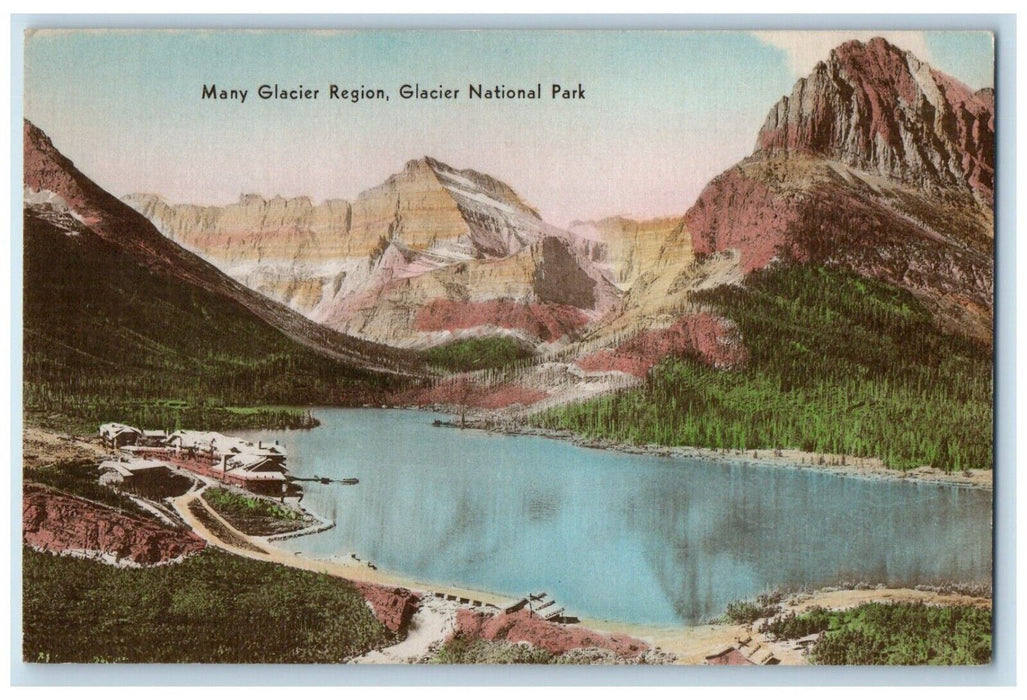 c1960 Many Glacier Region Glacier National Park Montana Vintage Antique Postcard