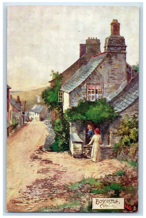 c1910 Boscastle Cornwall Picturesque Counties England Oilette Tuck Art Postcard