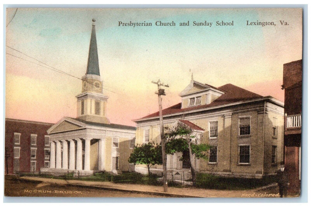 c1910 Presbyterian Church Sunday School Lexington Virginia VA Vintage Postcard