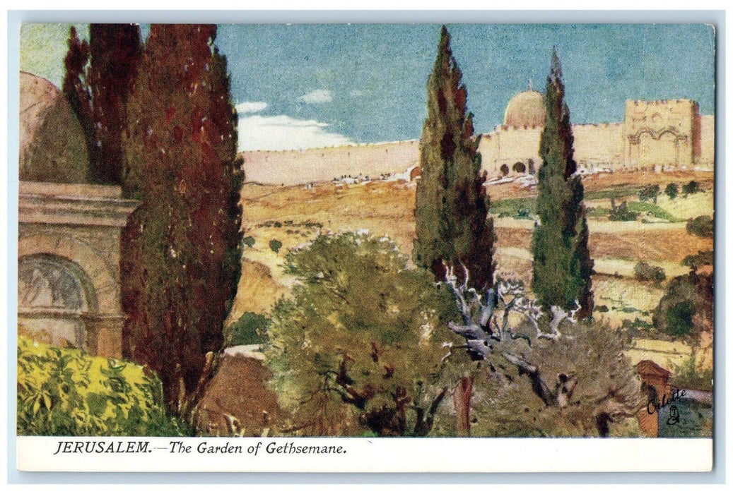c1910 The Garden of Gethsemane Church Jerusalem Oilette Art Tuck Postcard