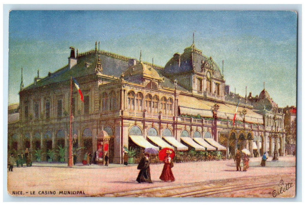 c1905 Le Casino Municipal Nice France Unposted Oilette Tuck Art Postcard