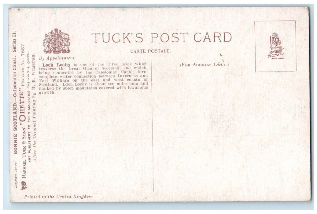 c1910 Loch Lochy Bonnie Scotland United Kingdom Oilette Tuck Art Postcard