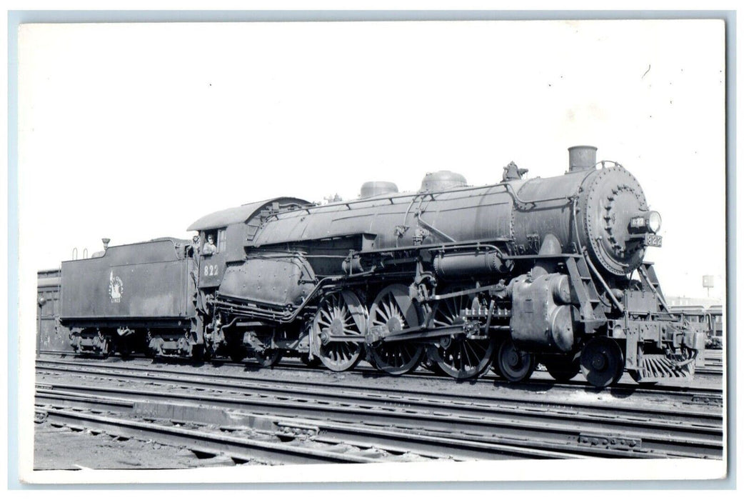 c1940's Central Railroad of New Jersey Locomotive Train #822 RPPC Photo Postcard