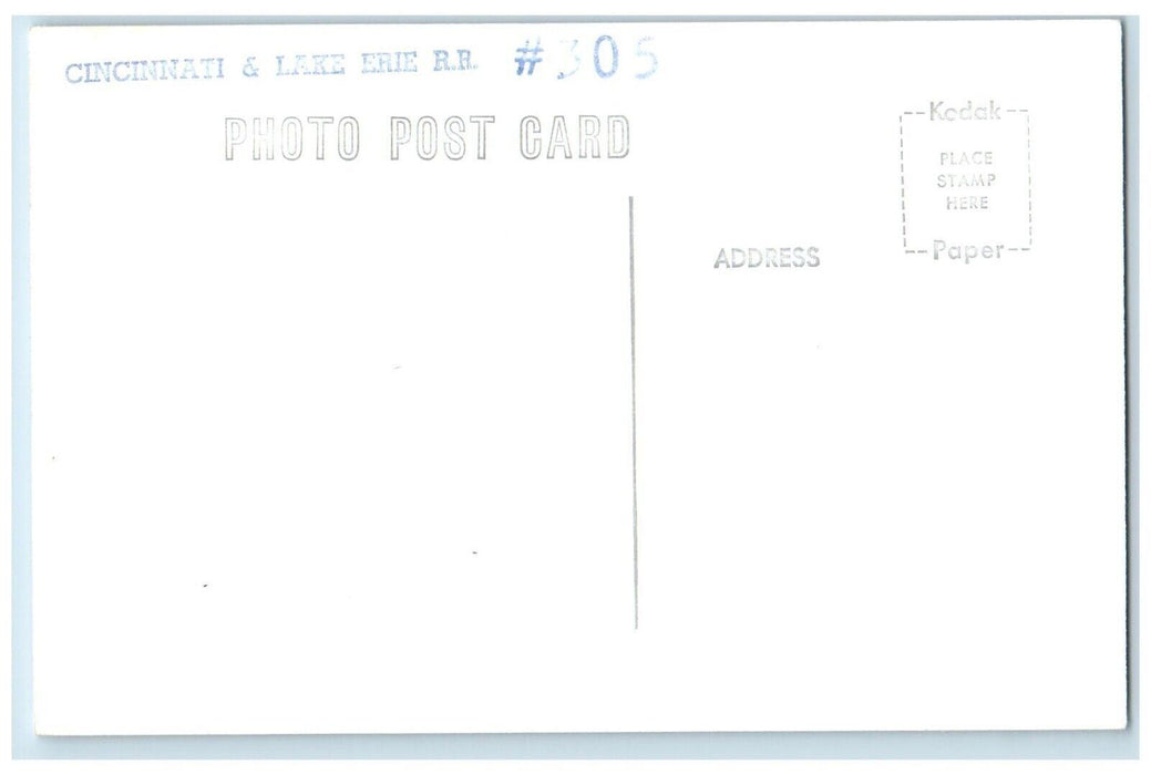 c1950's Cincinnati & Lake Erie Railroad Locomotive #305 RPPC Photo Postcard