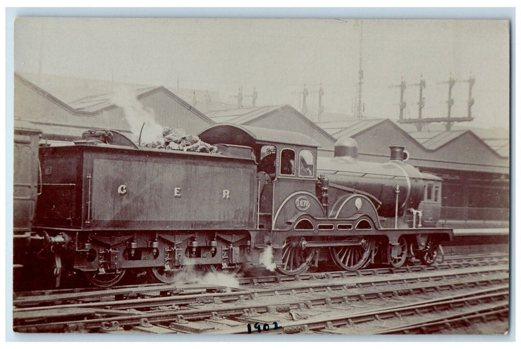 1902 Locomotive Train GER #1872 England Great Britain RPPC Photo Postcard