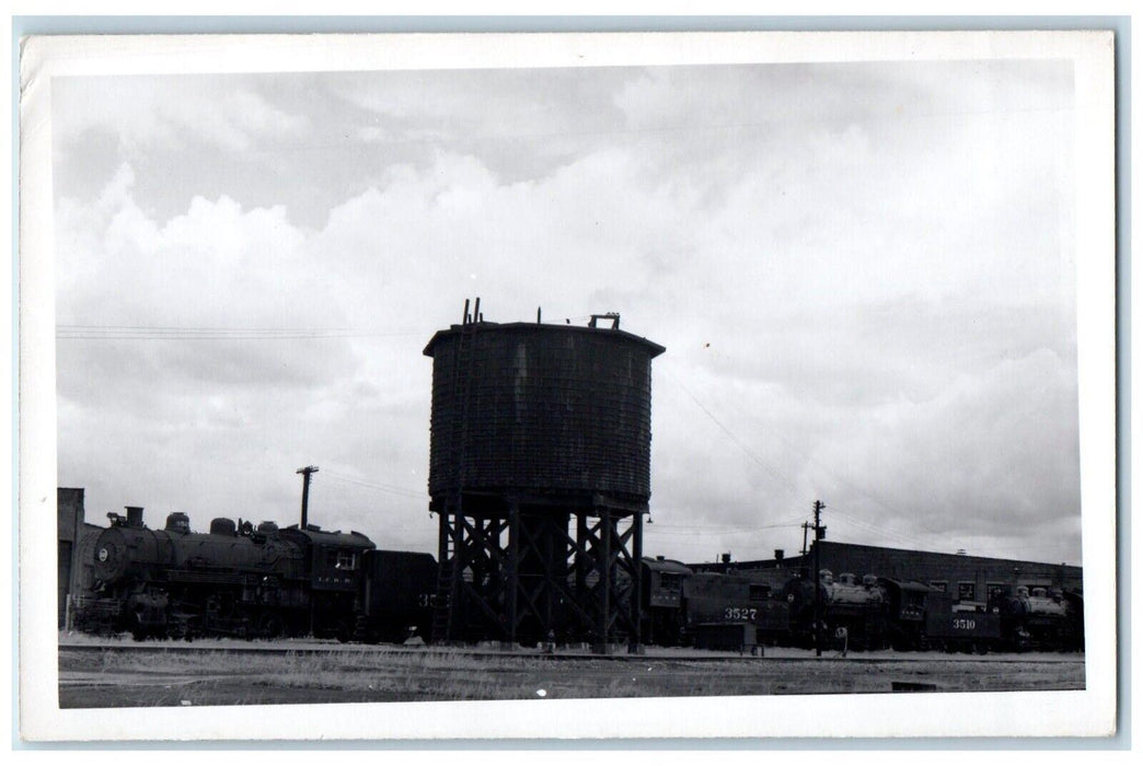 c1950's Illinois Peoria Locomotive Railroad Yard Water Tower RPPC Photo Postcard