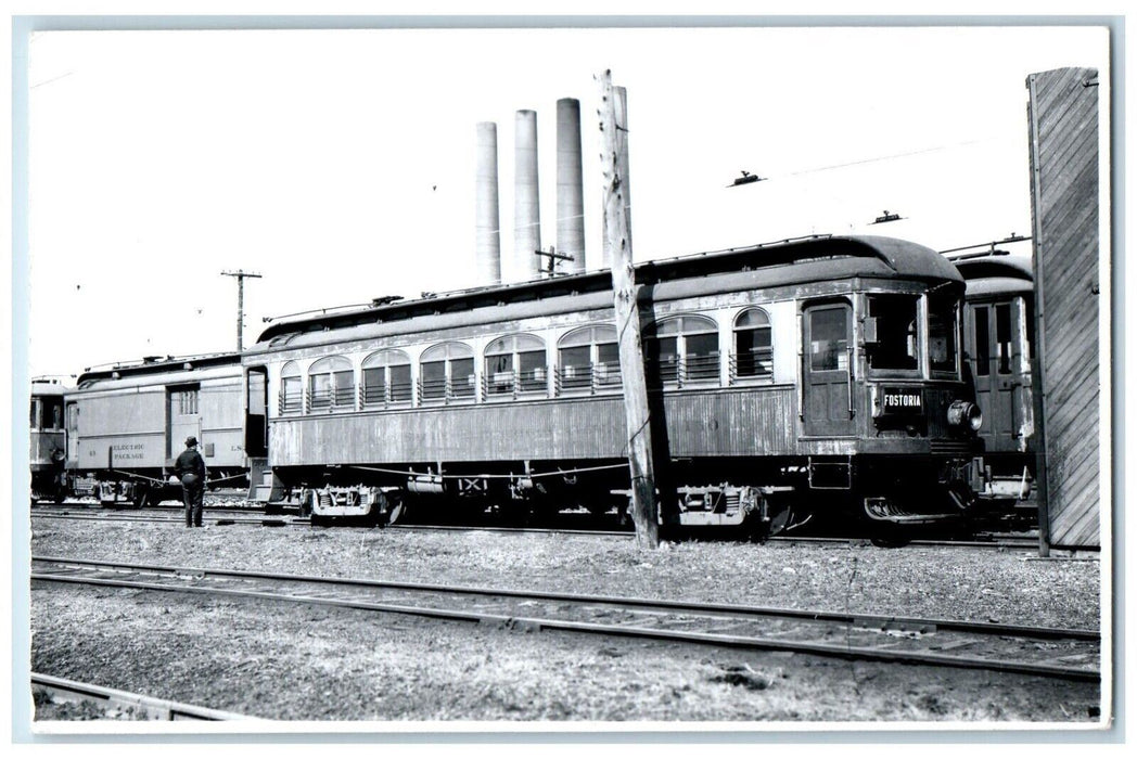 c1950's Lake Shore Electric Railyard Fostoria Locomotive RPPC Photo Postcard