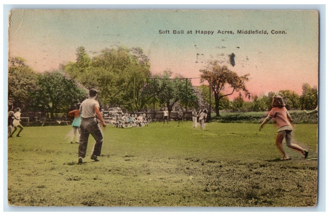 1942 Soft Ball Happy Acres Vacation Club Middlefield Connecticut Postcard
