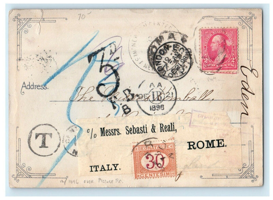1898 Greetings Historic Battlefields Monument Cancel Stamp Italy Rome Postcard