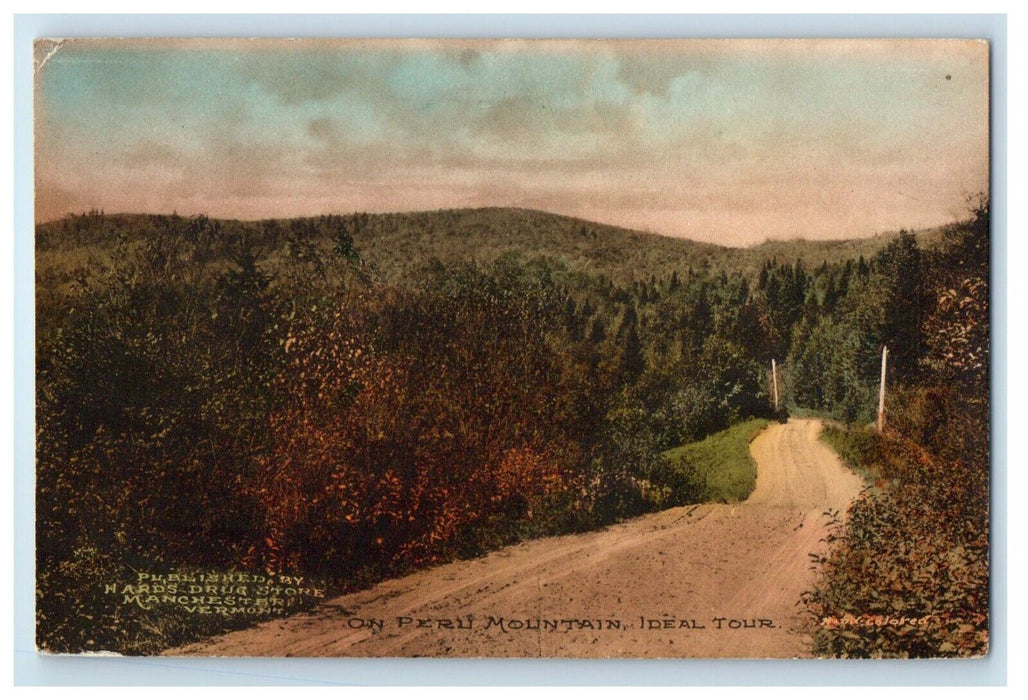 Road View On Peru Mountain Ideal Tour Handcolored Unposted Vintage Postcard