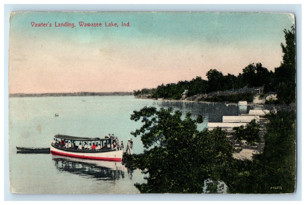 c1910 Boat Scene, Vawter's Landing Wawasee Lake Indiana IN Unposted Postcard