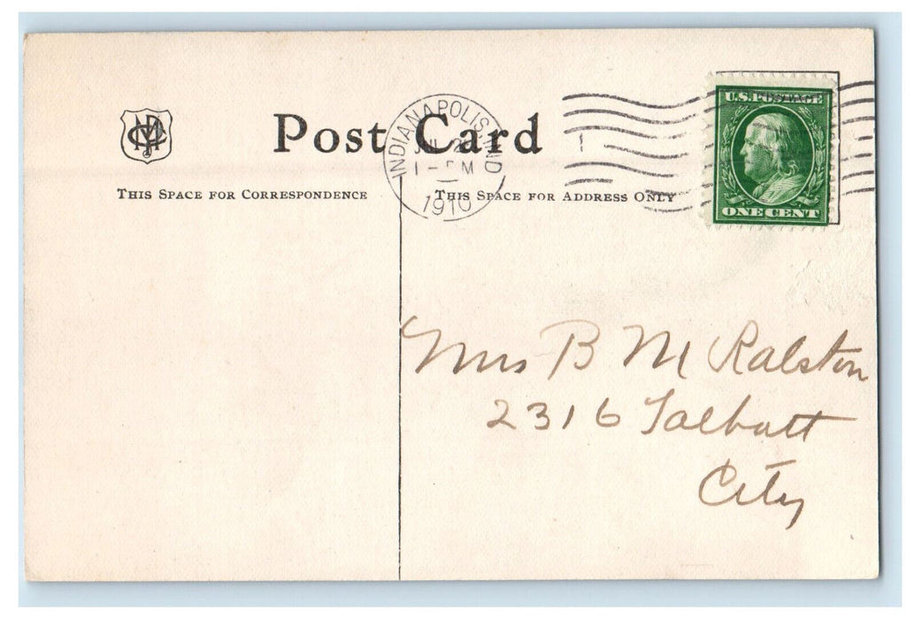 1910 L.E. Morrison & Co. Washington Street Indianapolis IN Postcard