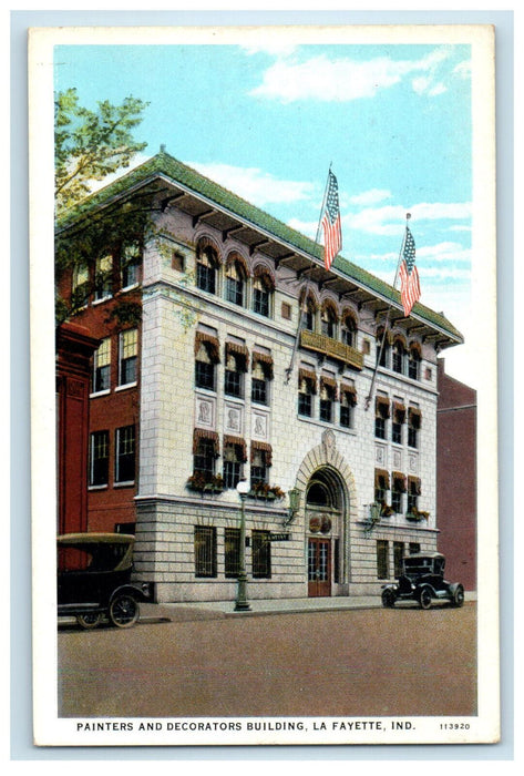 c1930s Painters and Decorators Building, La Fayette Indiana IN Postcard
