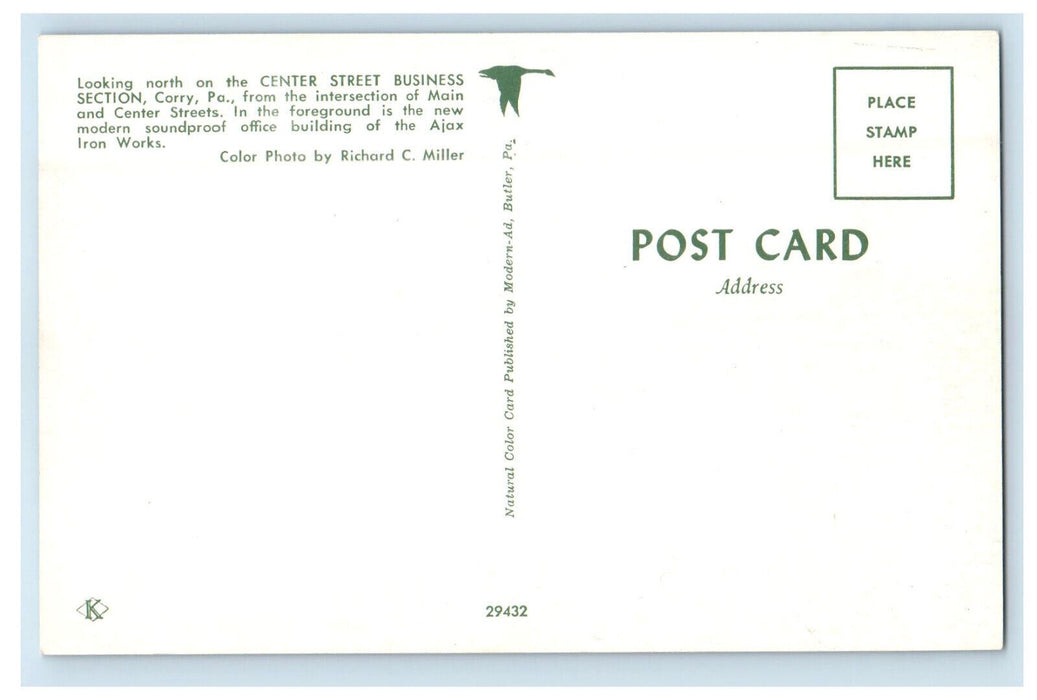 c1950s Center Street Business Section of Carry Pennsylvania PA Postcard