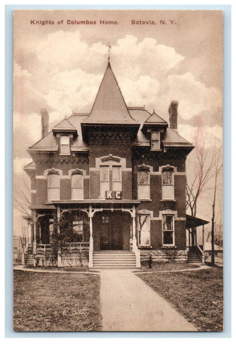 View Of Knights Of Columbus Home Batavia New York NY Unposted Antique Postcard