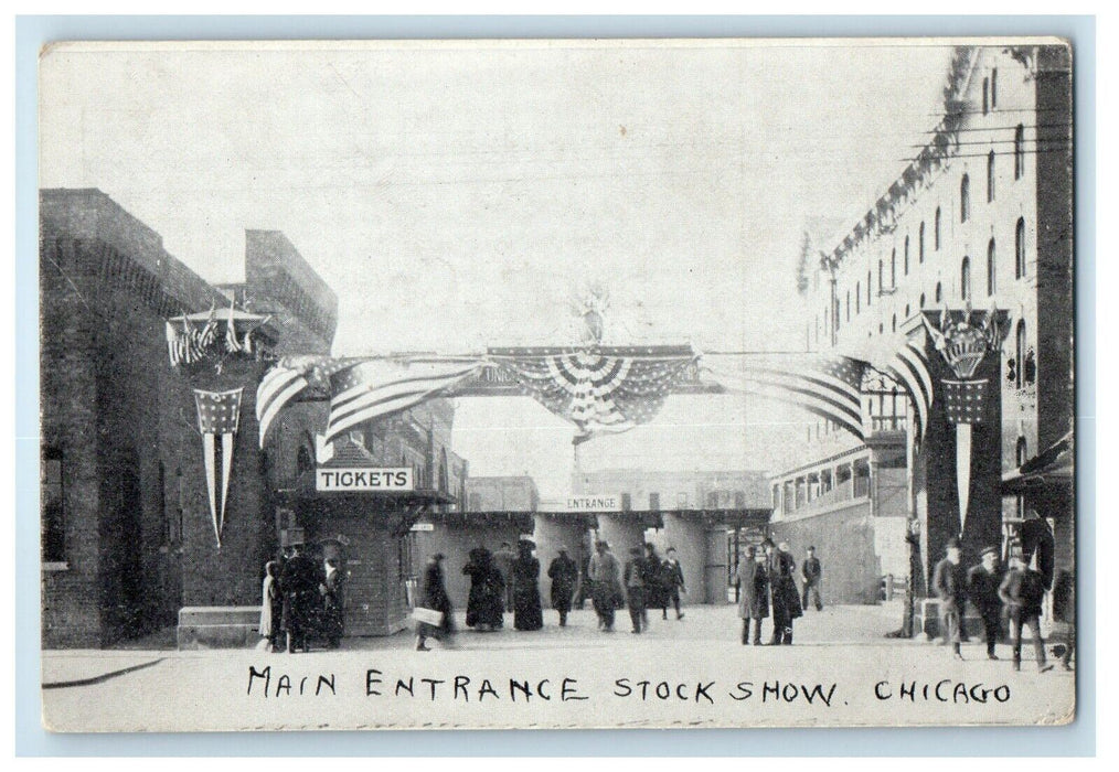 View Of Main Entrance Stock Show Chicago Illinois IL Unposted Antique Postcard