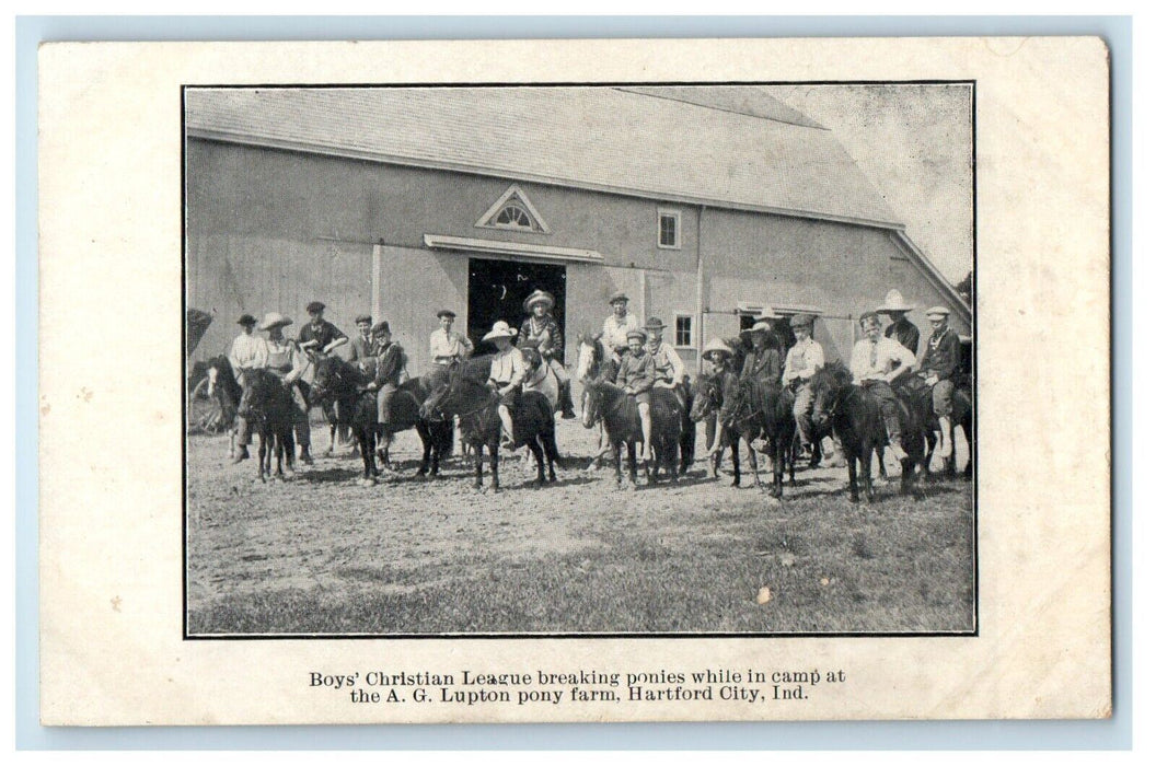 c1905 Boy's Christian League Ponies Hartford City Indiana IN Antique Postcard