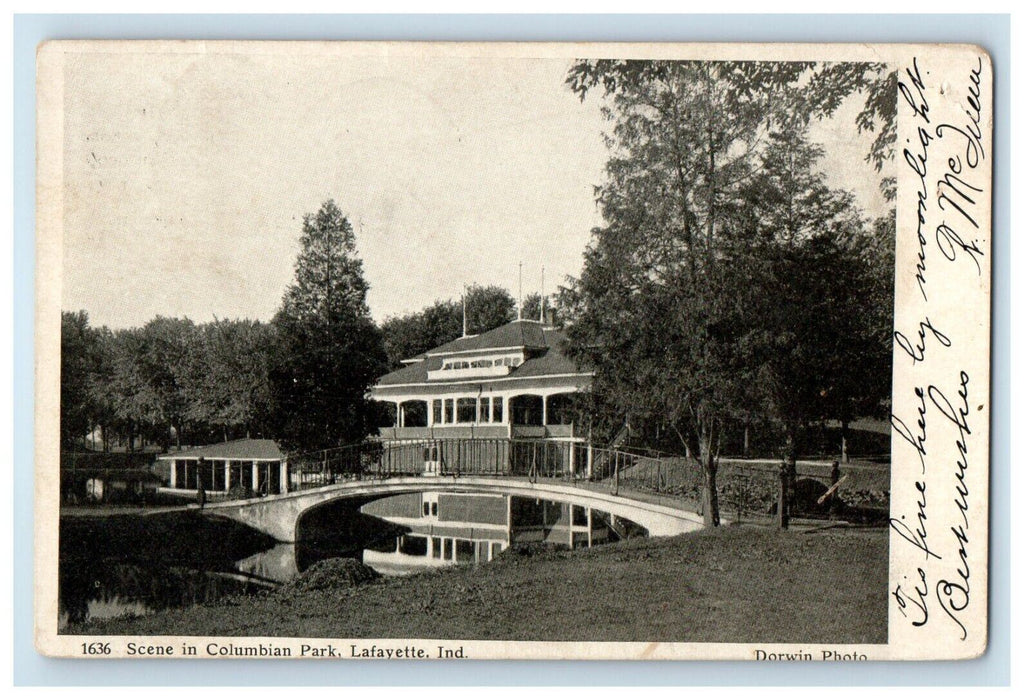 1905 Scene In Columbian Park Lafayette Indiana IN Posted Antique Postcard
