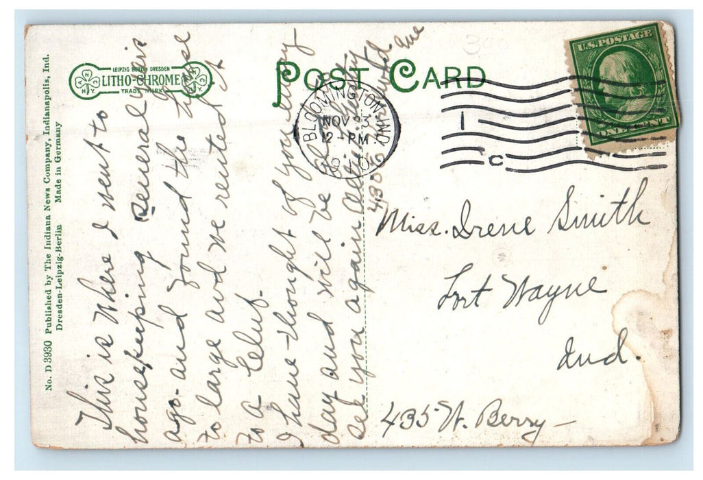 1910 Phi Delta Theta (Indiana University) Bloomington Indiana IN Postcard