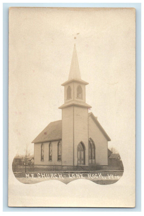 View Of M.E. Church Lone Rock Wisconsin WI RPPC Photo Unposted Vintage Postcard