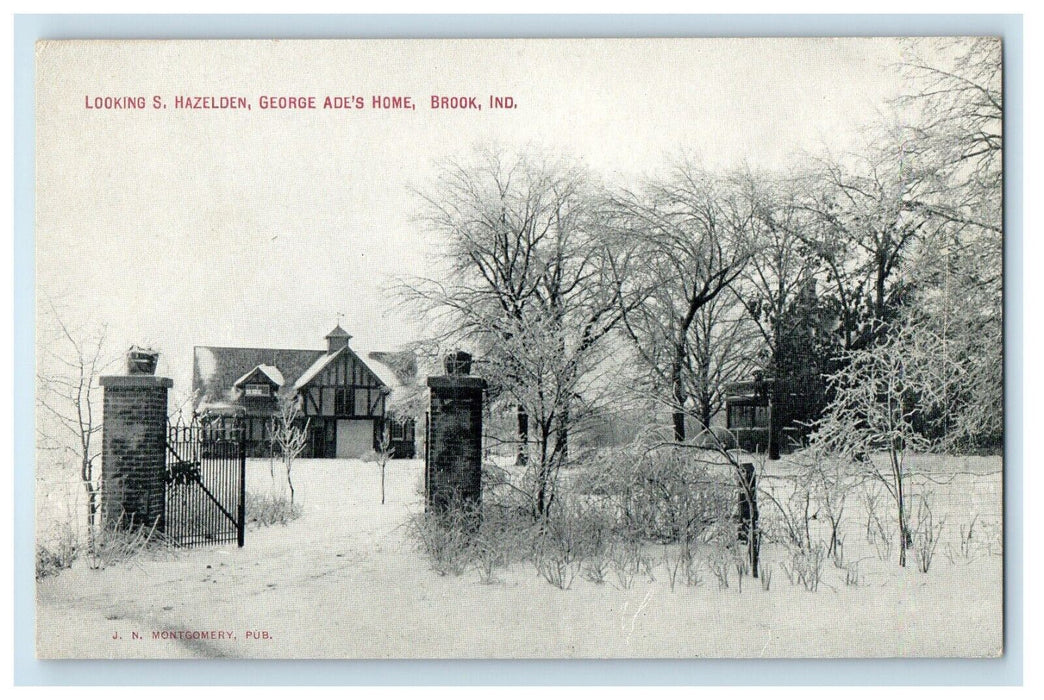 c1910's Looking South Hazelden George Ade's Home Brook Indiana IN Postcard