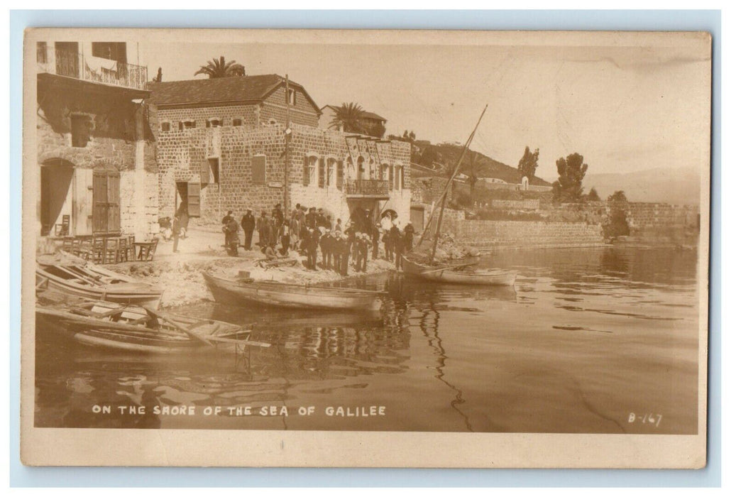On The Shore Of The Sea Of Galilee Israel, US Navy Sailors RPPC Photo Postcard