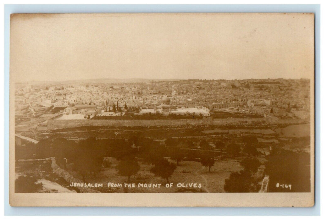 c1920's Bird's Eye View Jerusalem Mount Of Olives  Israel RPPC Photo Postcard