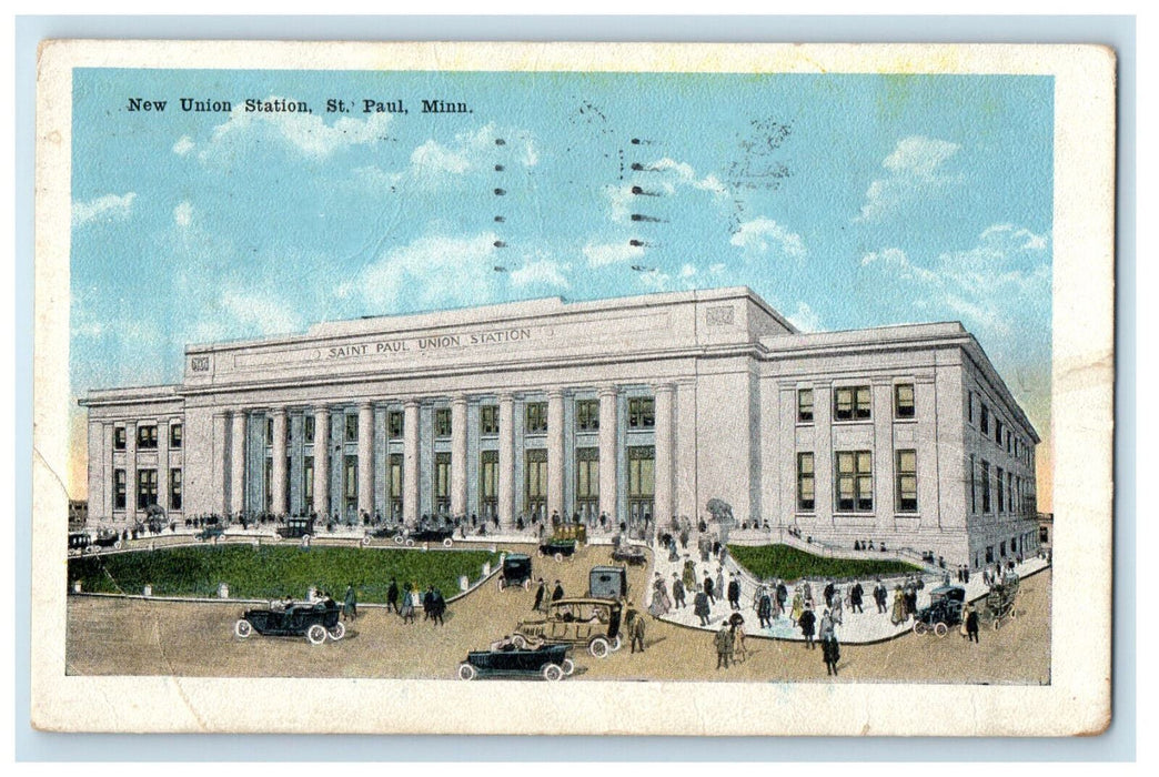 1919 New Union Station St. Paul Minnesota MN Posted Antique Postcard
