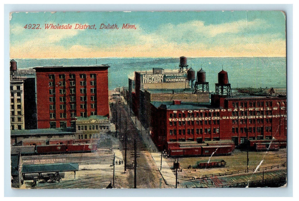 1913 Wholesale District Duluth Minnesota MN Posted Antique Postcard