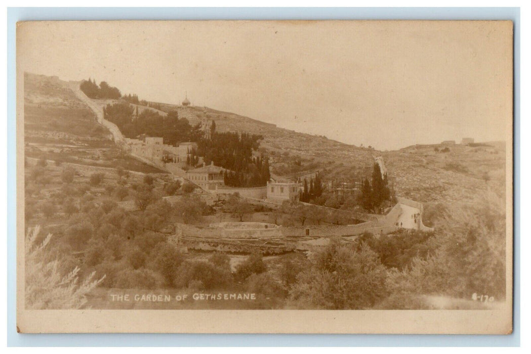 c1920's The Garden Of Gethsemane Jerusalem Israel RPPC Photo Vintage Postcard
