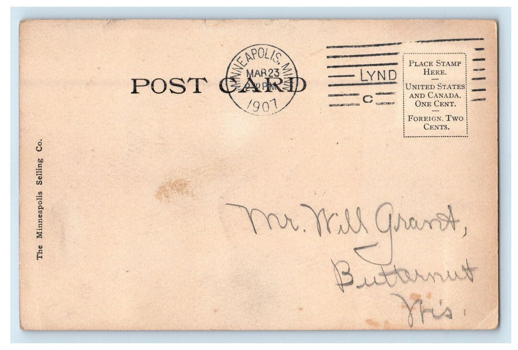 1907 C.M. & St. P Depot Minneapolis Minnesota MN Posted Antique Postcard