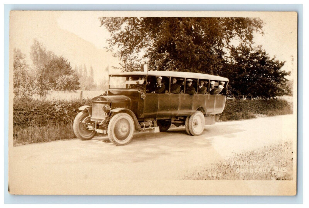 Pauillac Bordeaux France Bus USS Pittsburgh Sailors RPPC Photo Unposted Postcard