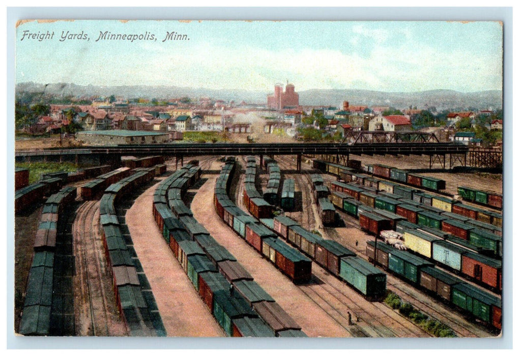 c1910 Freight Yards, Minneapolis Minnesota MN Unposted Antique Postcard