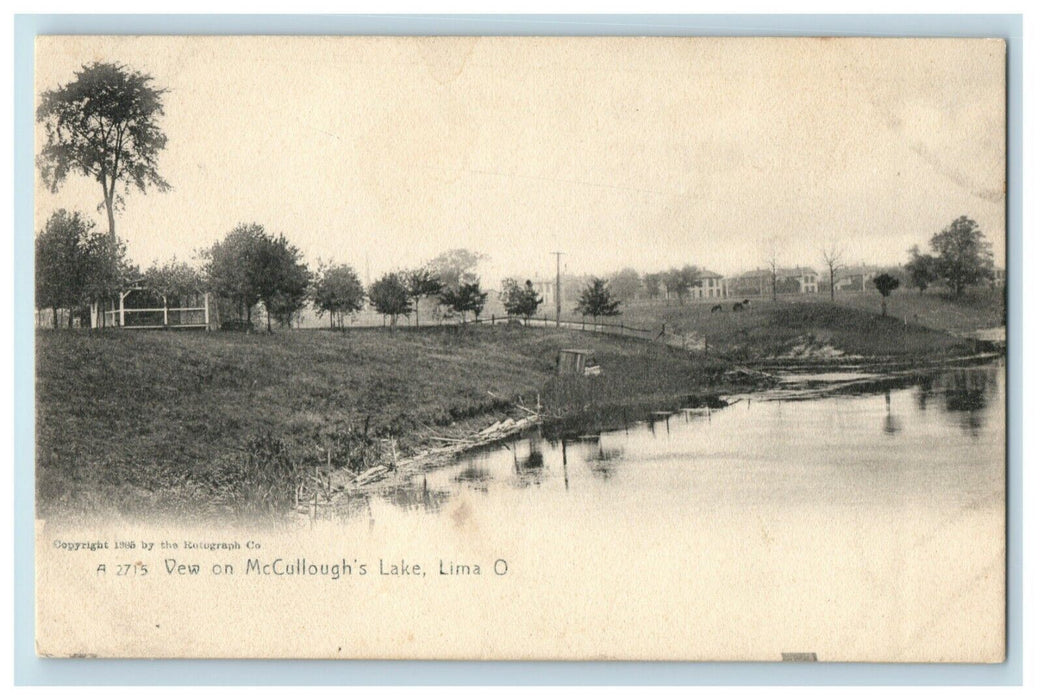 1906 McCullough's Lake Lima Ohio OH Unposted Rotograph Antique Postcard