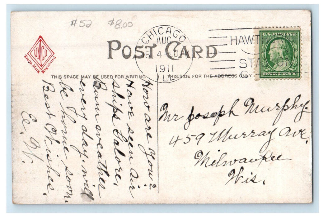 1911 Lake Shore and Michigan Southern Depot Elkhart Indiana IN Postcard