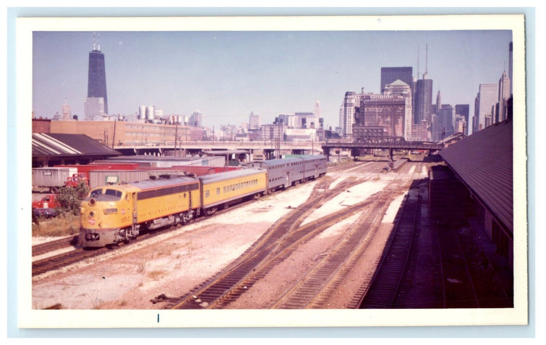 1973 Milwaukee Road 95-C Train Hancock Tower Downtown Chicago Illinois IL Photo