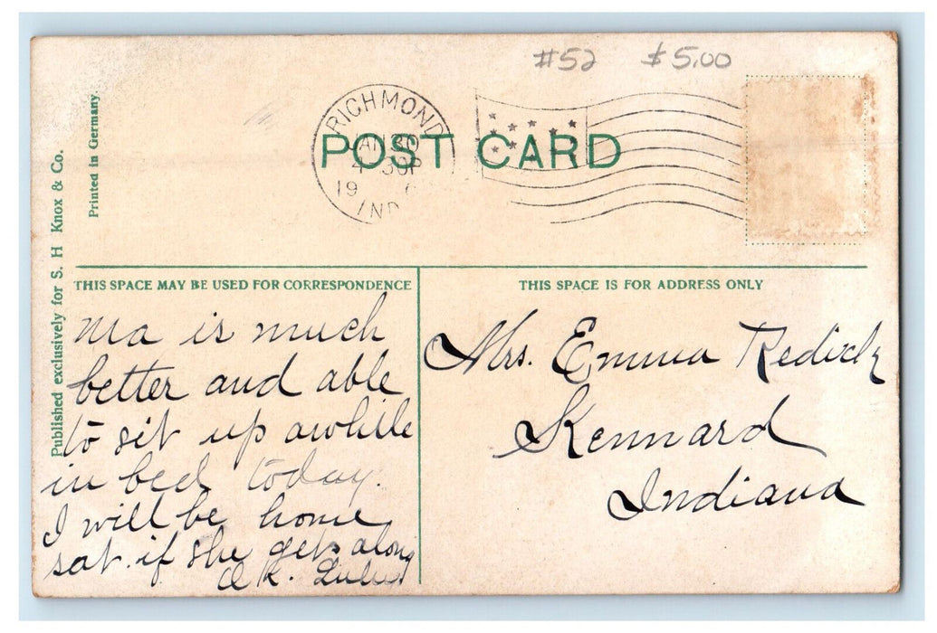 c1910 The Old National Bridge, Richmond Indiana IN Antique Posted Postcard