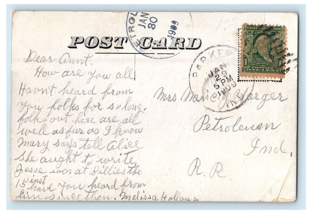1909 Main St. S. Parker City Indiana IN Petroleum IN Posted Postcard