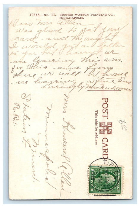 1913 Indiana Limited Indianapolis Indiana IN Posted Antique Postcard