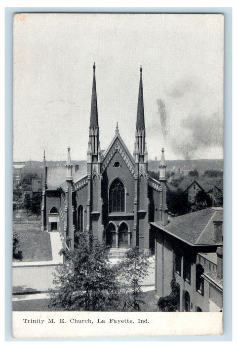 1908 Trinity M.E. Church La Fayette Indiana IN Antique Posted Postcard