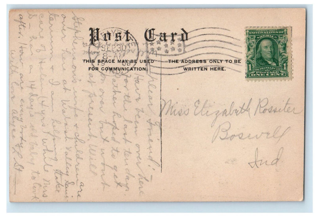 1908 Trinity M.E. Church La Fayette Indiana IN Antique Posted Postcard